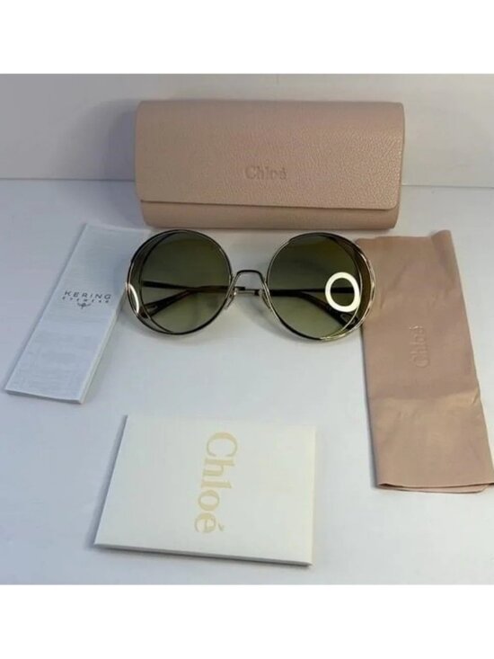 New Authentic Chloé CH 0037S 2343J3 - GOLD/ GREEN GRADIENT Round Sunglasses main image 8
